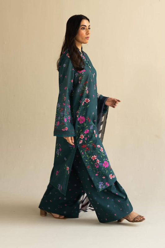 edenrobe Lawn Collection 2025 – 3-Piece Unstitched Suit Set | BENT3000