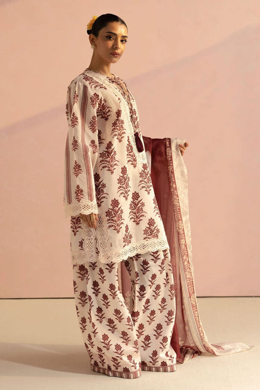 edenrobe Lawn Collection 2025 – 3-Piece Unstitched Suit Set | BENT3000